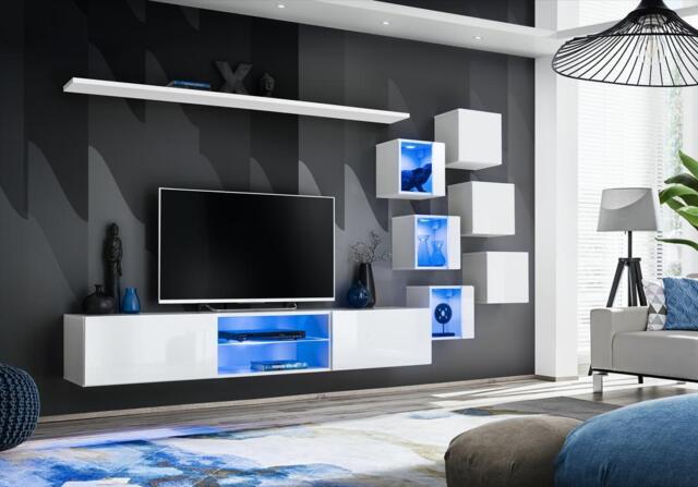 "Switch XXI Wall Entertainment Unit For TVs Up To 75"" - White 240cm White" - image 1
