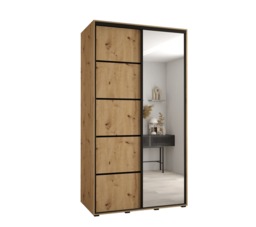Cannes V Sliding Door Wardrobe 140cm - Black 140cm - thumbnail 3
