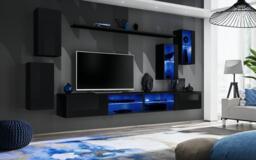 "Switch XXV Wall Entertainment Unit For TVs Up To 75"" - Oak Wotan 280cm Graphite" - thumbnail 5