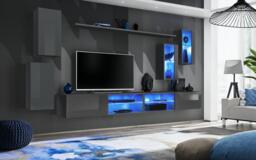 "Switch XXV Wall Entertainment Unit For TVs Up To 75"" - Oak Wotan 280cm Graphite" - thumbnail 4