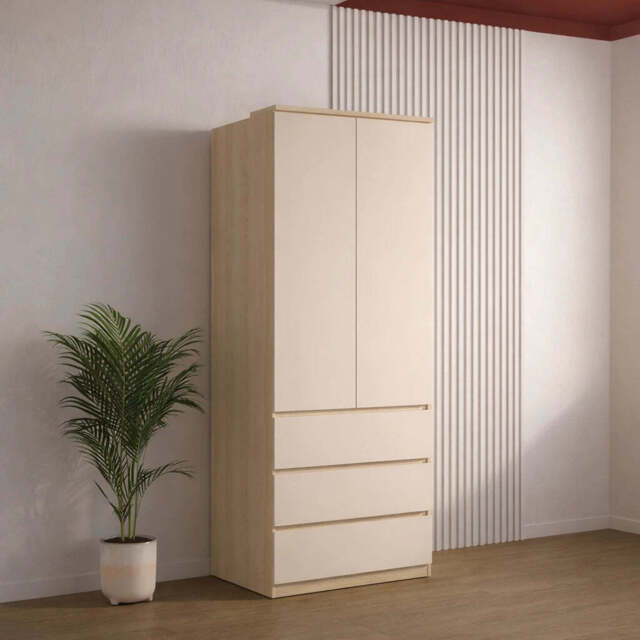Terra 68 Hinged Door Wardrobe 80cm - Beige 80cm - image 1