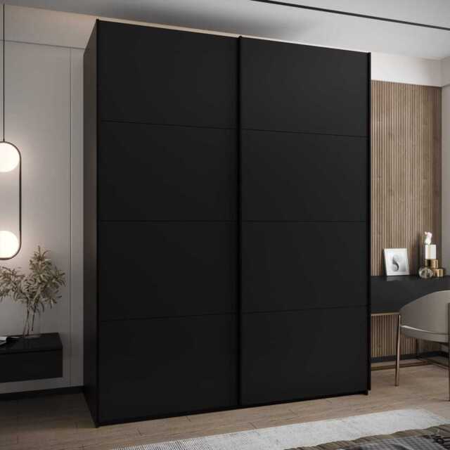 Trosa I Sliding Door Wardrobe 200cm - Black 200cm - image 1