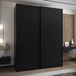 Trosa I Sliding Door Wardrobe 200cm - Black 200cm - thumbnail 1