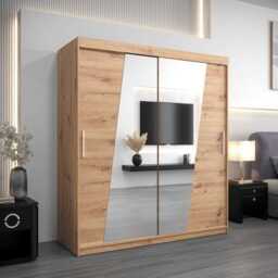 Rhomb Sliding Door Wardrobe 180cm - Oak Artisan 180cm - thumbnail 1