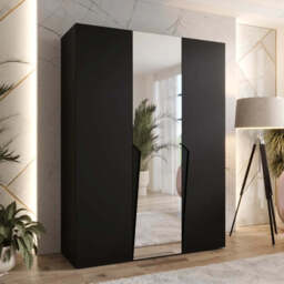 Piano II Hinged Door Wardrobe 150cm - Black 150cm - thumbnail 1