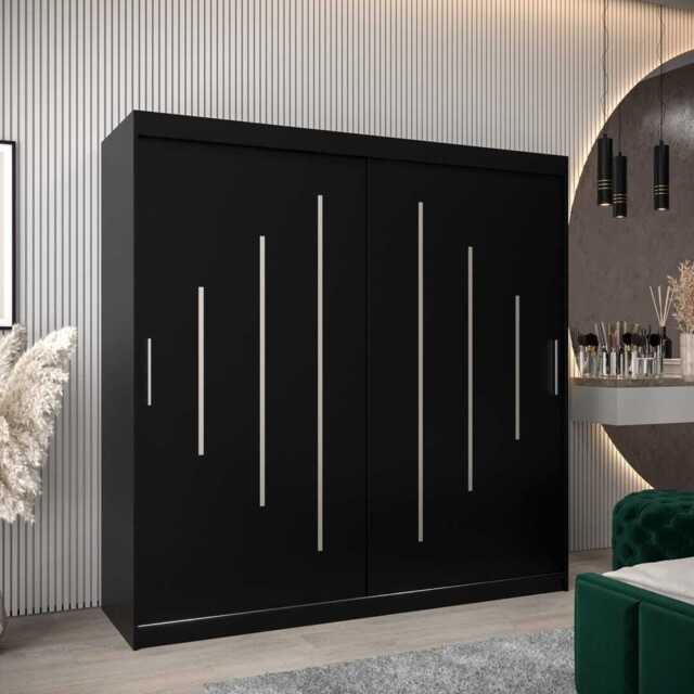 York Sliding Door Wardrobe 200cm - Black 200cm - image 1