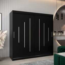 York Sliding Door Wardrobe 200cm - Black 200cm