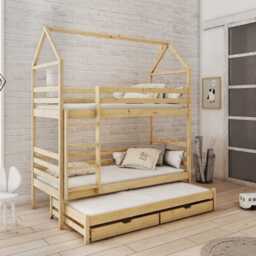 Dalia Bunk Bed with Trundle and Storage - Milk Chocolate Foam/Bonnell Mattresses - thumbnail 2