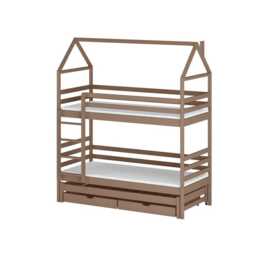 Dalia Bunk Bed with Trundle and Storage - Milk Chocolate Foam/Bonnell Mattresses