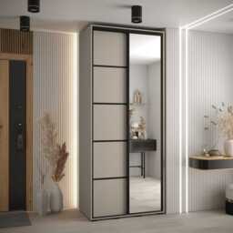 Dakota V Sliding Door Wardrobe 120cm - Cashmere 120cm - thumbnail 1