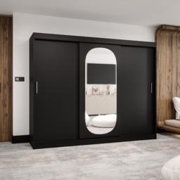 Royal Sliding Door Wardrobe 250cm - Black 250cm - thumbnail 1