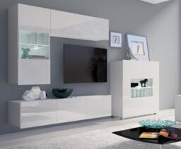 "Calabrini 3 Entertainment Unit For TVs Up To 42"" - Black Gloss and White Gloss 250cm" - thumbnail 5