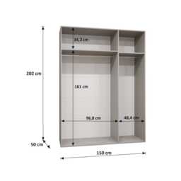 Bari II Hinged Door Wardrobe 150cm - Black 150cm - thumbnail 7