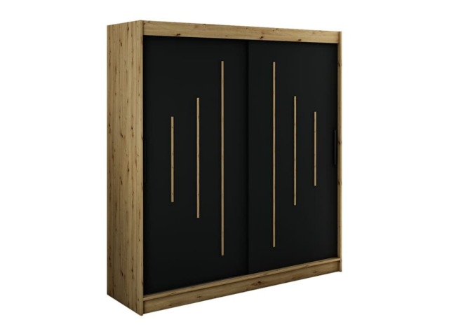 Leto Y Sliding Door Wardrobe 200cm - Black 200cm - image 1