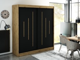 Leto Y Sliding Door Wardrobe 200cm - Black 200cm - thumbnail 2