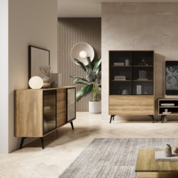 Slide Display Sideboard Cabinet 144cm - Oak Golden 144cm - thumbnail 6