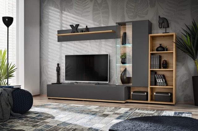 "Silk II Entertainment Unit For TVs Up To 60"" - Anthracite 240cm" - image 1