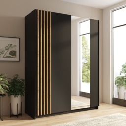 Baydero 10 Sliding Door Wardrobe 150cm - Black 150cm - thumbnail 5