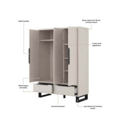 Halle Hinged Door Wardrobe 145cm - Cashmere 145cm - thumbnail 5
