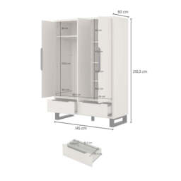 Halle Hinged Door Wardrobe 145cm - Cashmere 145cm - thumbnail 6