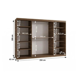 Rubino T1 Sliding Door Wardrobe 250cm - Cashmere 250cm - thumbnail 6