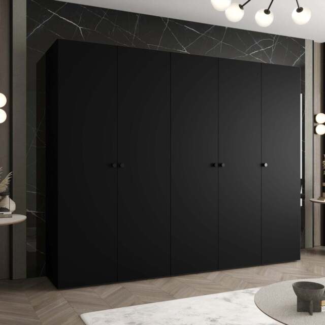 Parma I Hinged Door Wardrobe 250cm - Black 250cm - image 1