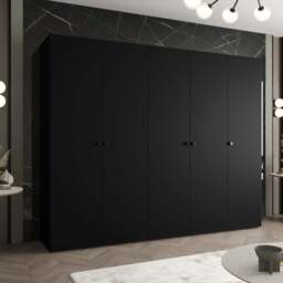Parma I Hinged Door Wardrobe 250cm - Black 250cm - thumbnail 1