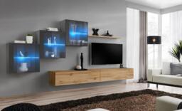 "Switch XX Entertainment Unit For TVs Up To 49"" - Oak Wotan 330cm Graphite" - thumbnail 1