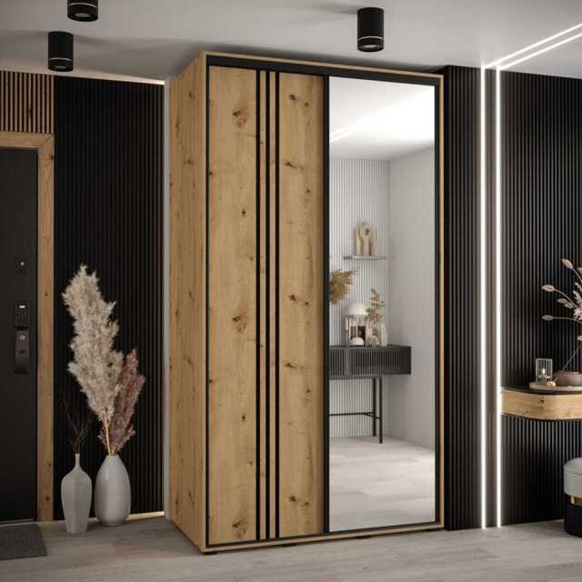 Cannes VII Sliding Door Wardrobe 140cm - Oak Artisan 140cm - image 1