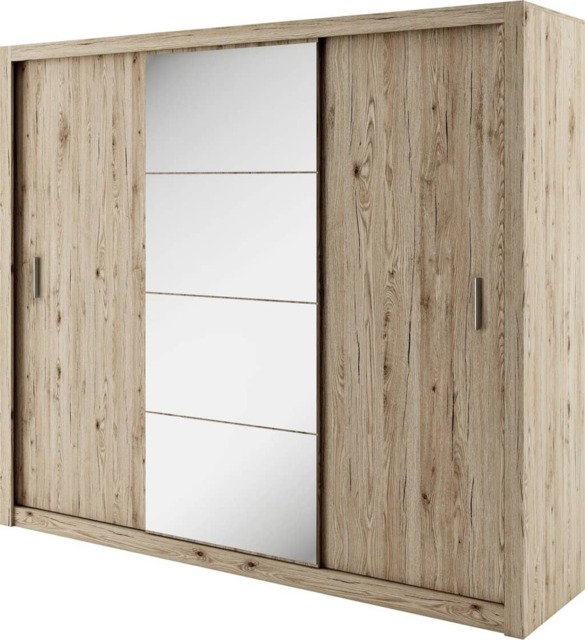 Idea 01 - 3 Sliding Door Wardrobe 250cm - 250cm Oak San Remo - image 1