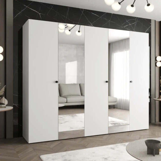Parma II Hinged Door Wardrobe 250cm - White 250cm - image 1