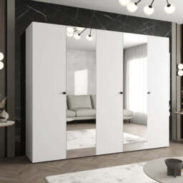 Parma II Hinged Door Wardrobe 250cm - White 250cm