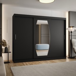 Rossa Sliding Door Wardrobe 250cm - Black 250cm - thumbnail 1