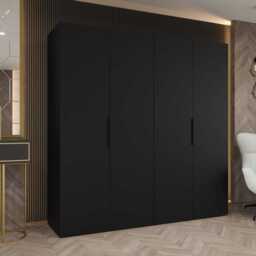 Marbella I Hinged Door Wardrobe 200cm - Black 200cm - thumbnail 1