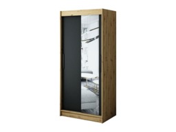 Leto T2 Sliding Door Wardrobe 100cm - Black 100cm