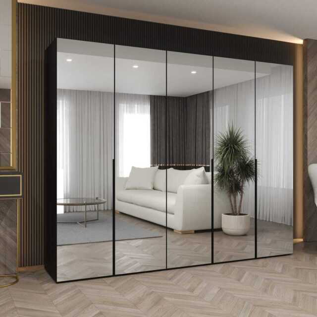 Alicante III Hinged Door Wardrobe 250cm - Black 250cm - image 1