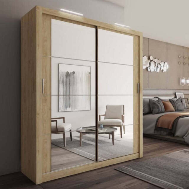 Arti 3 - 2 Sliding Door Wardrobe 181cm - Oak Shetland 181cm - image 1