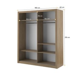 Arti 3 - 2 Sliding Door Wardrobe 181cm - Oak Shetland 181cm - thumbnail 4