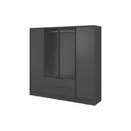 Kelly Hinged Door Wardrobe 206cm [Glass] - Graphite 206cm - thumbnail 2