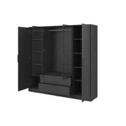 Kelly Hinged Door Wardrobe 206cm [Glass] - Graphite 206cm - thumbnail 3