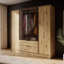 Kelly Hinged Door Wardrobe 206cm [Glass] - Graphite 206cm - thumbnail 4