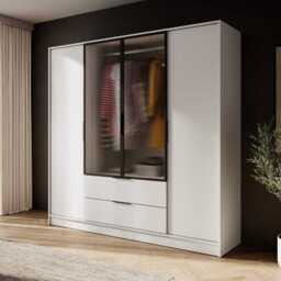 Kelly Hinged Door Wardrobe 206cm [Glass] - Graphite 206cm - thumbnail 7