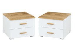 Wood WD23 Pair of Bedside Cabinets - White Gloss 47cm - thumbnail 1