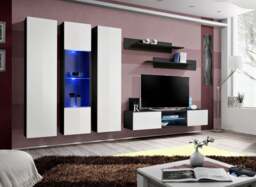 "Fly P5 Entertainment Unit For TVs Up To 60"" - 310cm Black White Gloss"