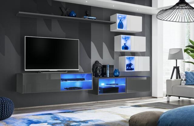 "Switch XXIV Wall Entertainment Unit For TVs Up To 49"" - Graphite 250cm White" - image 1