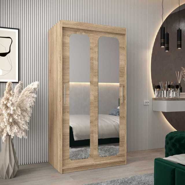 Uppsala T3 Sliding Door Wardrobe 100cm - Oak Sonoma 100cm - image 1