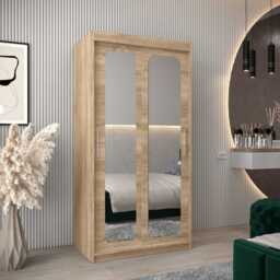 Uppsala T3 Sliding Door Wardrobe 100cm - Oak Sonoma 100cm