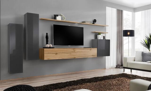 "Switch I Entertainment Unit For TVs Up To 75"" - Oak Wotan 330cm Graphite" - image 1