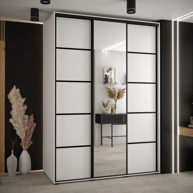 Cannes V Sliding Door Wardrobe 180cm - White 180cm - image 1