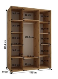 Cannes V Sliding Door Wardrobe 180cm - White 180cm - thumbnail 7